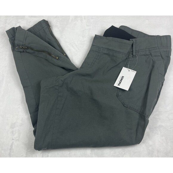 Sonoma Over the Belly Utility Jogger Maternity Pants Zip Hem Gray Size Large NEW - Picture 1 of 12